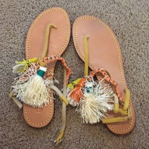 Multicolor fringe rada sandal